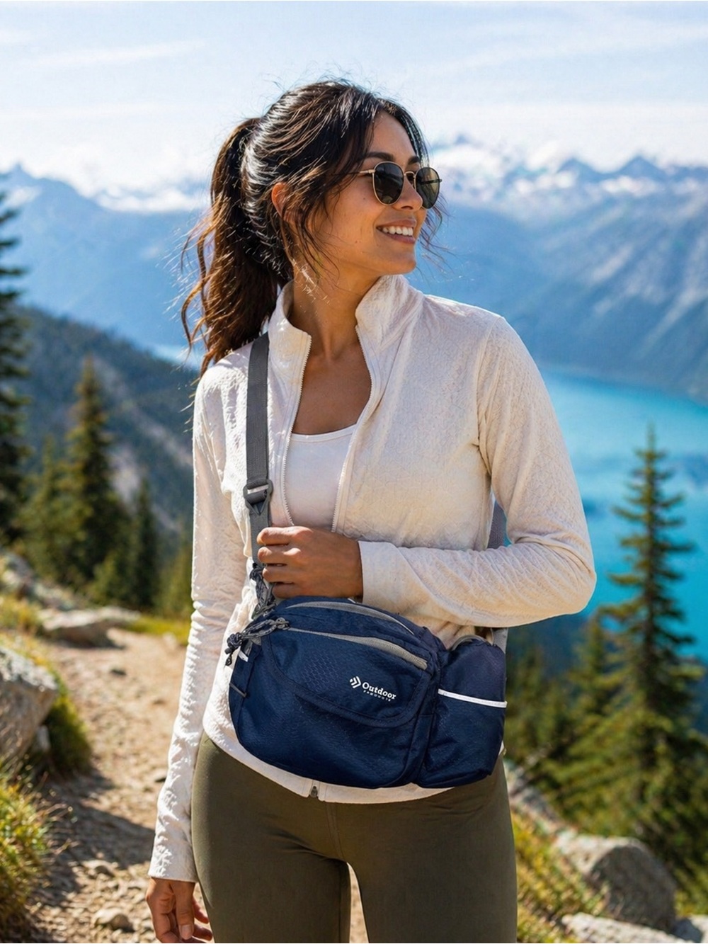 Outdoor Products Navy and Gray Crossbody Bag